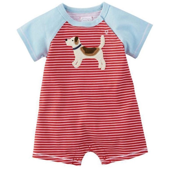 Mud Pie Other - Mud Pie red jersey 🐶 dog 🐶 shortall romper NWT